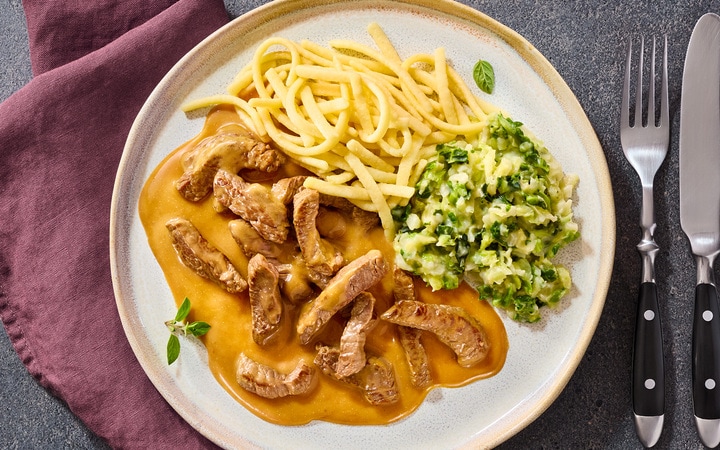 Émincé de boeuf dans sa sauce à la crème (Numéro d’article 01681)